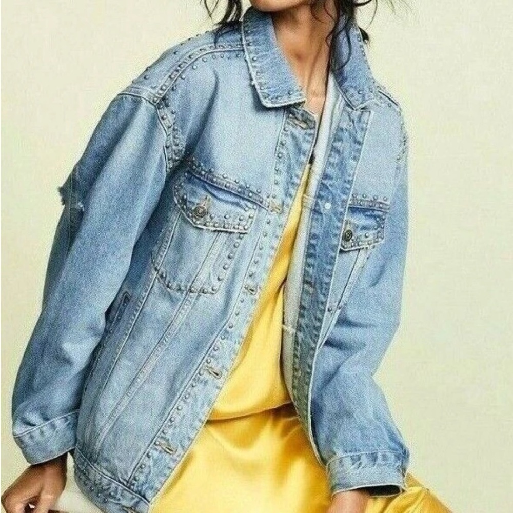 FREE PEOPLE | Oversize Studded Denim Trucker Jacket